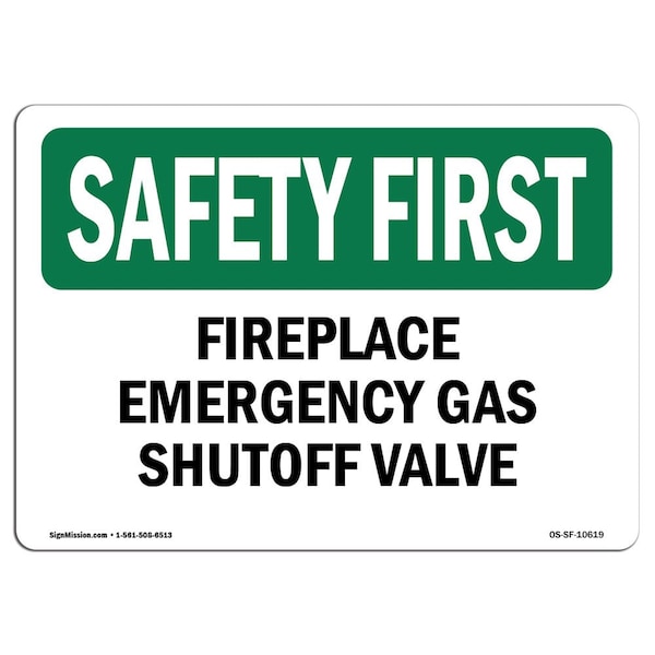 OSHA, 7" Height, Aluminum, 10" x 7", Landscape, Fireplace Emergency Gas Shutoff Valve, Made in USA